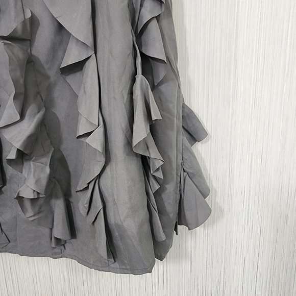 Garnet Hill 100% silk gray ruffle detailed skirt Woman's size 14 - Picture 7 of 8